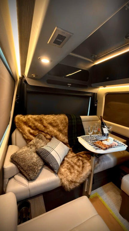 Rear Lounge converts to spacious cozy bed